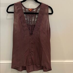 Elegant Lace-Back Brown Top